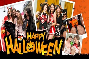 Jane White, Virgin Butterfly, Elise Moon, Olivia Trunk, Sadistka Hub, Funky City & Milka Wey – Joyful Halloween Lesbian Version