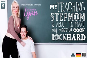 Lynn – Blonde MILF Lynn teaches her stepson how one can fuck his stepmom and make her cum