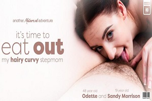 Odette C. & Sandy Morrison – Curvy stepmom Odette will get her furry pussy and massive ass licked by her stepdaughter Sandy Morrison