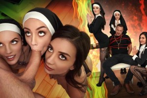 Natalie Brooks, Selena Love & Fiona Frost – Three Attractive Nuns Fuck the Satan Out of Him