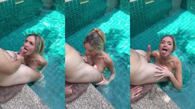 Katy Hollick – Sucking Cum Out In Her Slutty Mouth In The Pool OnlyFans Scene