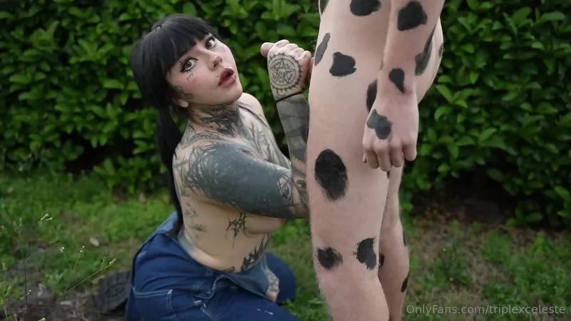 TriplexCeleste – Cow Costume Milking OnlyFans Scene
